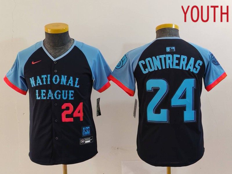 Youth Milwaukee Brewers #24 Contreras Blue All star 2024 Nike MLB Jersey style 3->youth mlb jersey->Youth Jersey